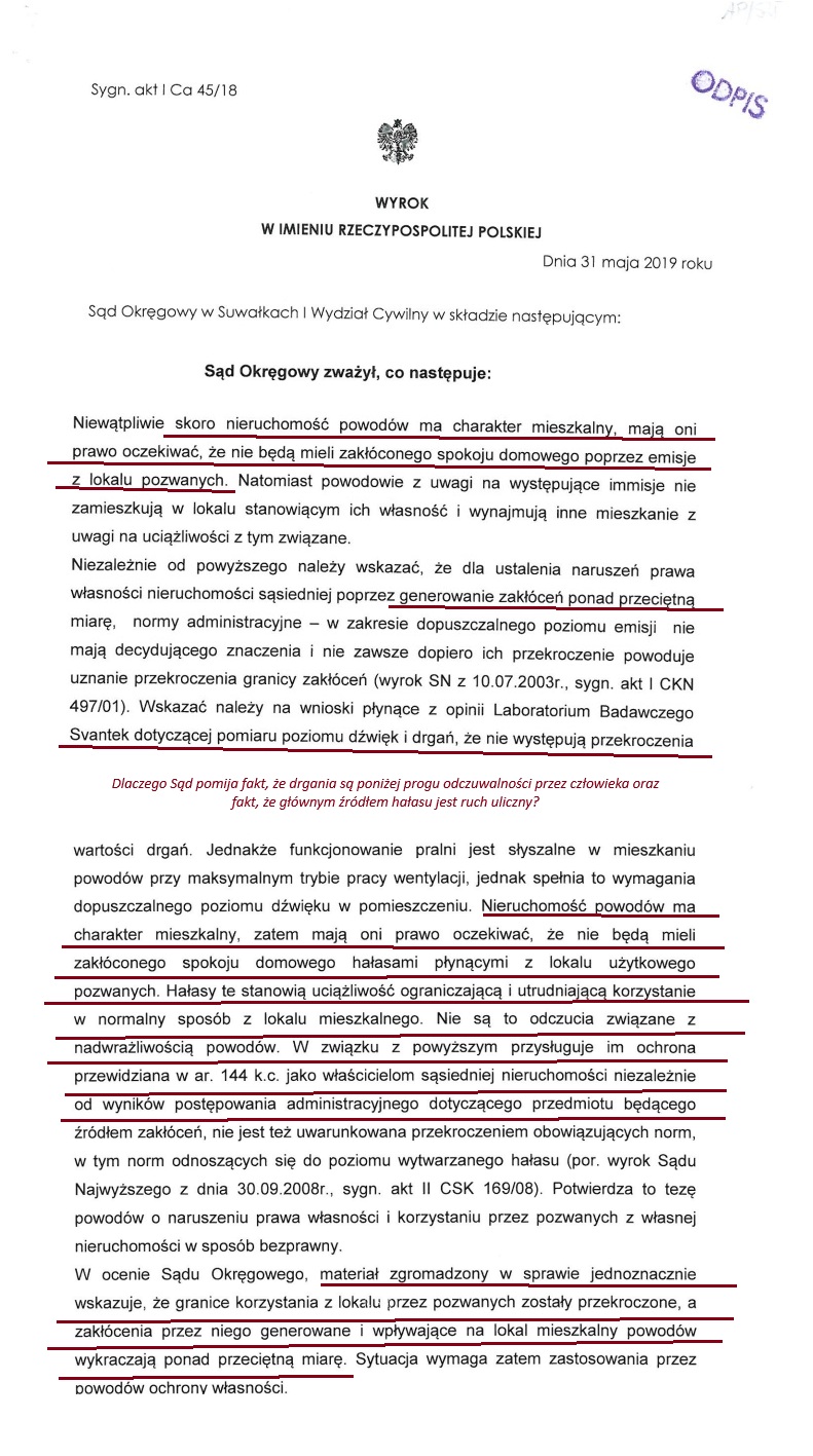 Uzasadnienie w I Ca 45/18: fragmenty pozwu powtórzone niemal słowo w słowo.