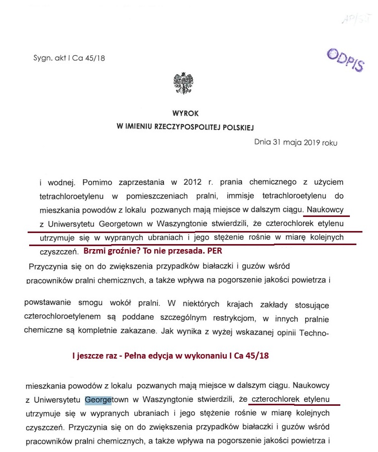 Wyrok Sądu Okręgowego w Suwałkach (I Ca 45/18, 31.05.2019): ten sam fragment o „Uniwersytecie Georgetown” w uzasadnieniu.