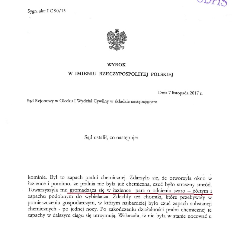 Wyrok I C 90/15 (Sąd Rejonowy w Olecku, 7.11.2017): sąd ustala „parę o odcieniu szaro-żółtym” jako fakt.
